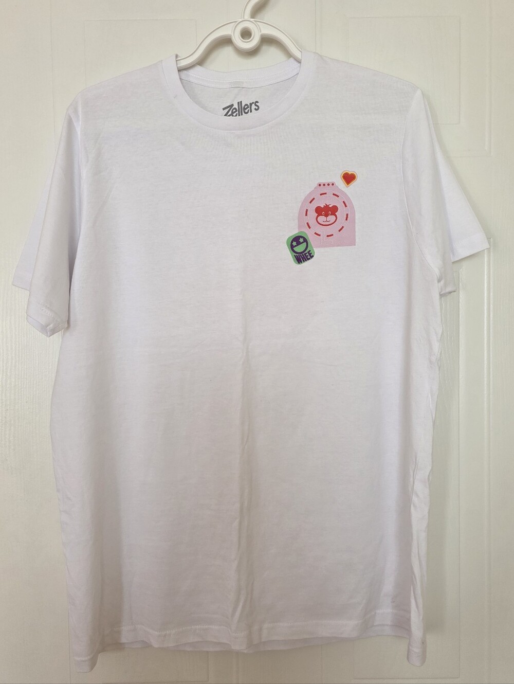 Zellers Zeddy Bear Crew Neck T-Shirt, White/Red, Large